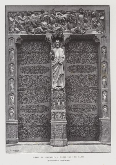 Portál posledního soudu, Notre Dame de Paris (litho) od French School