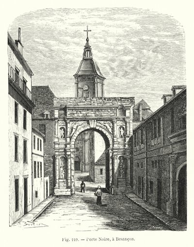 Černá brána, v Besancon (rytina) od French School