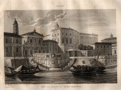 Porto di Ripetta a Palazzo Borghese - Řím - rytina z “” Malebné Itálie” - Historická a popisná malba Itálie” od M. de Norvinse, Ch. Nodier 1834-1836. od French School