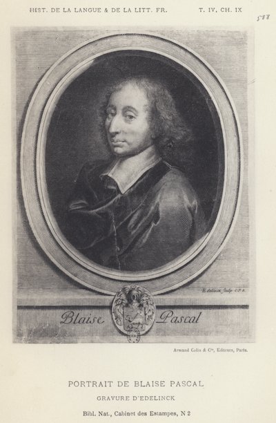 Portrét Blaise Pascala (litho) od French School