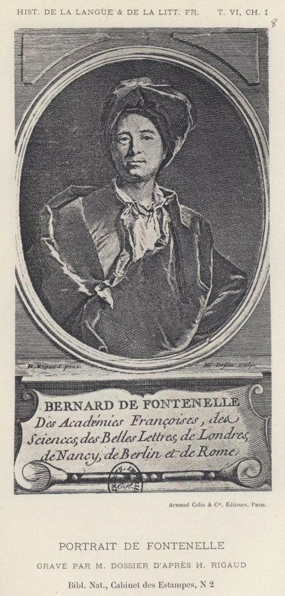 Portrét Fontenelle (litografie) od French School