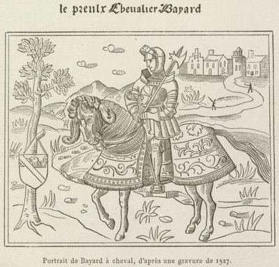 Portrét Bayarda na koni (rytina) od French School