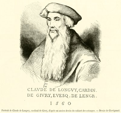 Portrét Clauda de Longwyho, kardinála z Givry (rytina) od French School