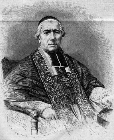 Portrét Francois Nicolas Madeleine Morlot (1795-1862), arcibiskup z Paříže. Rytina v ""Le Monde Illustre"" č. 299 z 3. ledna 1863. od French School