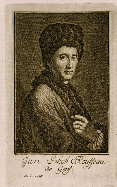 Portrét Jean Jacques Rousseau (1712-1778). Anonymní dílo, rytina 1766. Francouzské umění od French School