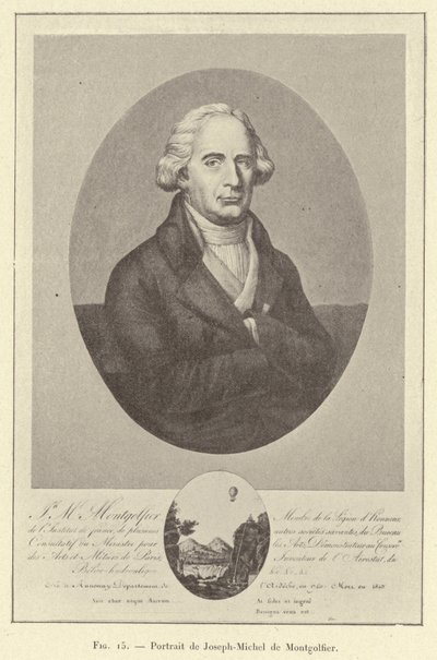 Portrét Joseph-Michel de Montgolfier (rytina) od French School