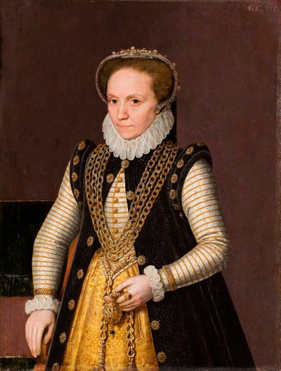 ""Portrét anonymní francouzské šlechtičny"" (Portrét neznámé francouzské šlechtičny) Obraz z francouzské školy 1560 - Olej na dřevě Rozměr 35x27 cm Hallwylska Museet, Stockholm od French School