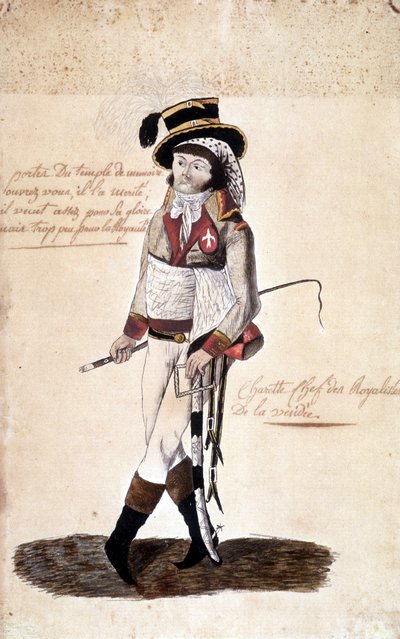 Celovečerní portrét Francoise Athanase (Francois-Athanase) de Charette de la Contrie (1763-1796), royalistického vůdce Vendée - Dobrée Museum, Nantes od French School