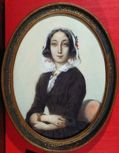 Portrétní miniatura George Sandové (1804-76) kolem roku 1840 od French School