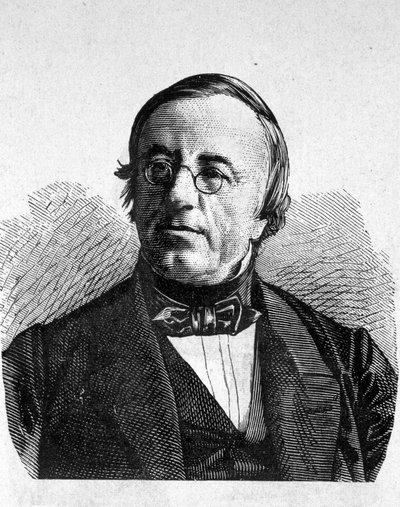 Portrét A. de la Rive (1801 - 1873), švýcarského fyzika - v „“ Album de la Science; věhlasní vědci; Velké objevy “”” 1896. od French School