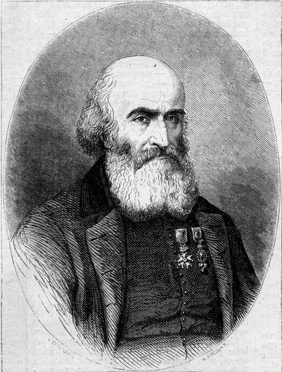 Portrét abbé Francois Bourgade (1806-1866), Chamonier z kaple Saint Louis v Kartágu (Tunisko). Rytina v „“ Le Monde Illustré““ č. 251 z 1. února 1862. od French School