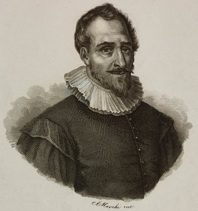 Portrét Adama de Craponne (1526-1576), francouzský inženýr, rytina Marchi od French School