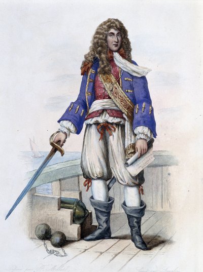 Portrét admirála Anny Hilarion de Costentin (Cotentin), hraběte z Tourville (1642-1701) - v „“Le Plutarque francais““, od Mennechet, Paříž od French School