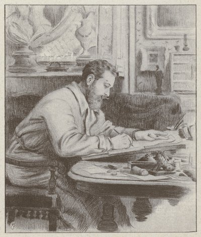 Portrét Alberta Guillauma, francouzského malíře a karikaturisty (litho) od French School