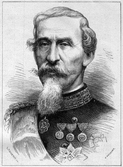 Portrét Alfonsa Ferrera de La Marmora (Lamarmora) (1804 - 1878) generála a italského politika. Rytina v „“ Le Monde Illustré““ č. 1085 z 19. ledna 1878. od French School