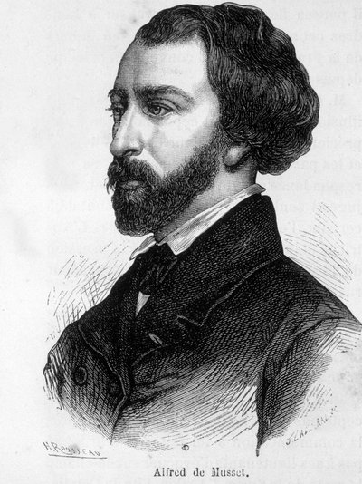 Portrét Alfreda de Musseta (1810 - 1857) francouzského spisovatele. od French School