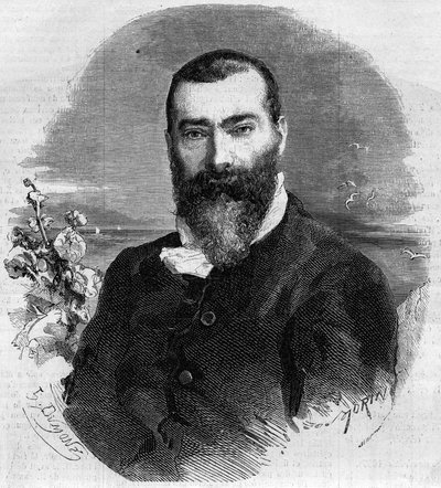 Portrét Alphonse Karra (1808-1898), francouzského romanopisce a dramatika. Rytina v „“ Le Monde Illustré““ č. 145 z 21. ledna 1860. od French School
