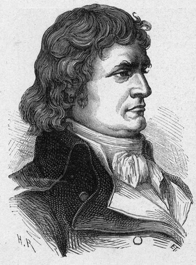 Portrét Andre Jeanbon, známý jako Jean Bon Saint-Andre nebo Jeanbon Saint Andre (1749-1813), francouzský revolucionář a politik. Rytina z roku 1889. Soukromá sbírka. od French School