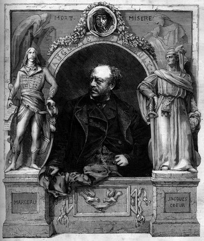 Portrét Antoina Augustina Preaulta (1809-1879), francouzského sochaře. Rytina do „“ The Illustrated World““ č. 1139 z 25. ledna od French School
