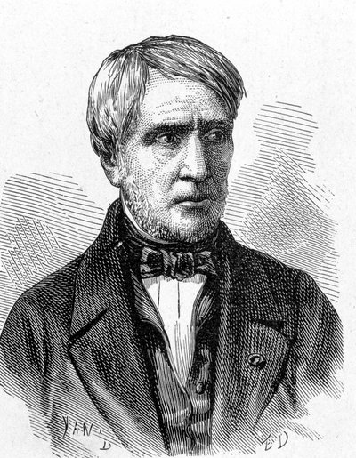 Portrét Antoina Cesara Becquerela (1788 - 1878), francouzského fyzika - v „“ Album de la Science; proslulí učenci; Grandesovy objevy “”” 1896. od French School