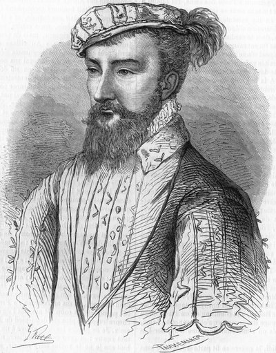 Portrét Antoina de Bourbon (1518-1562), krále Navarry a otce krále Jindřicha IV. V ""Populární historie Francie"", nd. kolem 1885. Rytina. od French School