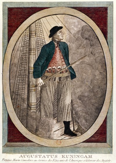 Portrét Augusta Kuningana, amerického piráta aktivního během války za nezávislost, kolem roku 1780 od French School