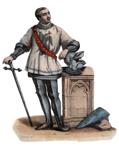 Portrét Bertranda Duguesclina (Du Guesclin) (1320-1380), bretaňského rytíře a francouzského vojenského velitele. ilustrace z „“The French Plutarch”” od Edmonda Mennecheta od French School