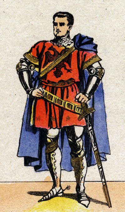 Portrét Bertranda du Guesclin (Duguesclin) (v. 1320-1380) připojitelný z Francie. od French School