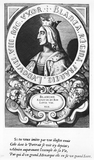 Portrét Blanche de Castille (1185-1252), 1643 od French School