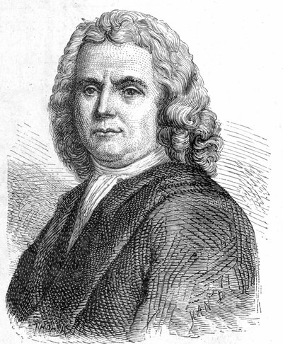 Portrét Boerhaave Hermanna (1668 - 1738), nizozemského lékaře a chemika (zastánce iatromechanismu) - v „“ Album of Science; věhlasní vědci; Velké objevy “”” 1896. od French School