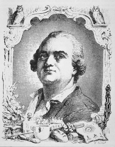 Portrét Cagliostra (1743-95) kopie ilustrace z Histoire de la Magie od Paula Christiana, použitá v Dějinách magie, publikovaných koncem 19. od French School