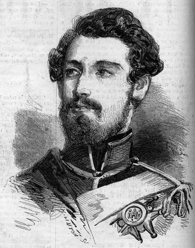 Portrét Karla (Carla) XV (1826-1872), krále Švédska a Norska. Rytina v „“ le Monde Illustrous““ č. 119 z 23. července 1859. od French School