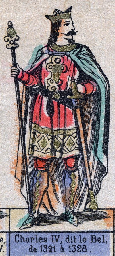 Portrét francouzského Karla IV., známého jako Karel Bel (1294-1328) (dynastie Kapetovců). Ilustrace z konce 19. století. od French School