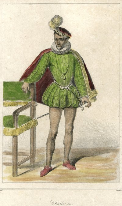 Portrét Karla IX. (1550 - 1574), francouzského krále. od French School