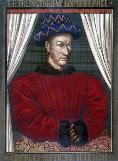 Portrét francouzského krále Karla VII. (1403 - 1461). od French School