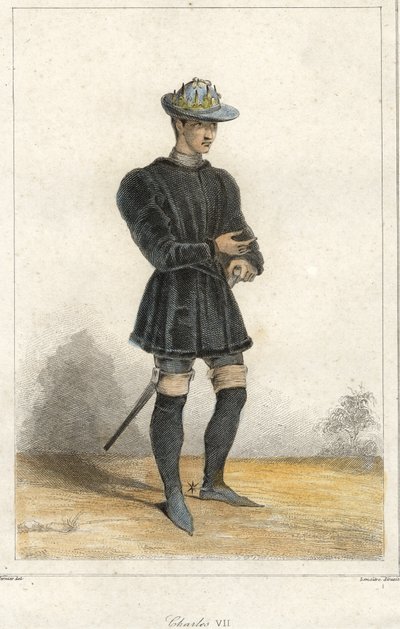 Portrét francouzského krále Karla VII. (1403 - 1461). od French School