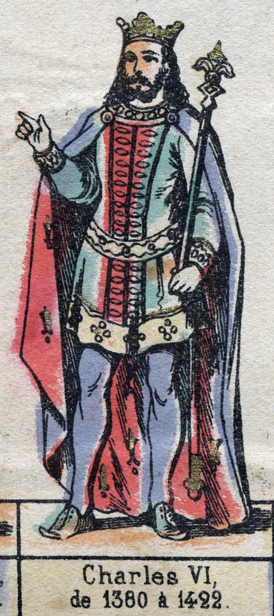 Portrét francouzského Karla VI., známého jako Karel Dobrý Aime (1368-1422) (dynastie Kapetovců). Ilustrace z konce 19. století. od French School