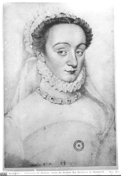 Portrét Charlotte de Beaune (1551-1617) Dame de Sauves, 16.-17. od French School