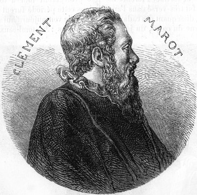 Portrét Clementa des Marets dit Marot (1496-1544), básníka. V ""Populární historie Francie"", nd. kolem 1885. Rytina. od French School