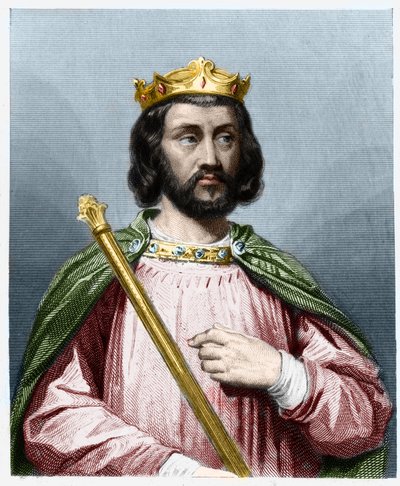 Portrét Clotaire (Clothaire) III (652 - 673), krále Neustrije a Burgundska - v „“ Histoire des Francais““ od Lavallee, rytina, sd. od French School