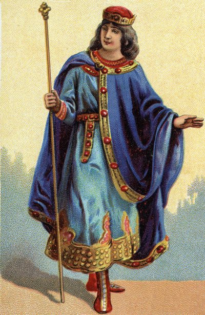 Portrét Dagoberta II., krále franků z roku 711a 716. Chromolitografie kolem roku 1890. od French School
