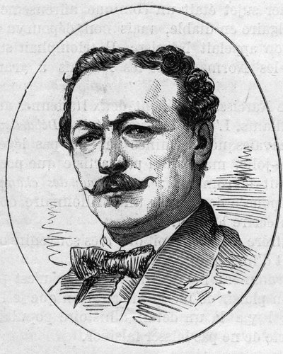 Portrét Edouarda Louise Dubufeho (1820-1883), francouzského malíře. Rytina v „“ Le Monde Illustré““ č. 890 ze dne 2. května 1874. od French School