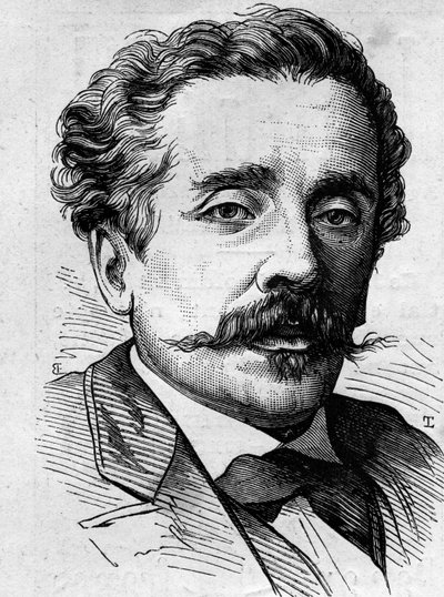 Portrét Ernesta Lacana (1829-1879), francouzského novináře a spisovatele. Rytina v „“ Le Monde Illustré““ č. 1141 z 8. února od French School