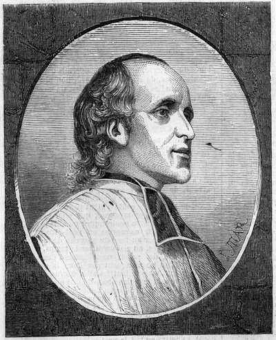 Portrét otce Delacroix de Ravignan (1795-1858), francouzský jezuita. Rytina v „Le Monde Illustré“ “č. 47 ze 6. března 1858. od French School
