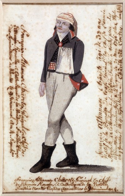 Portrét Francoise Athanase (Francois-Athanase) z Charette de la Contrie (1763-1796), paže v šátku, royalistický vůdce Vendee - Musee Dobree, Nantes od French School