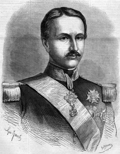 Portrét Francoise II (1836-1894), krále Neapole. Rytina v „“ Le Monde Illustré““ č. 172 z 28. července 1860. od French School