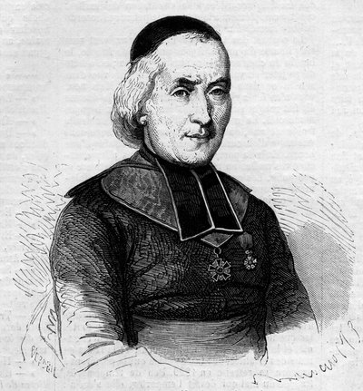 Portrét Francois Joseph Le Brotier (1799-1885), biskup z Montpellier. Rytina do „“ The Illustrated World““ č. 237 z 26. října od French School