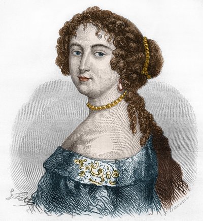 Portrét Francoise Athenais (Francoise-Athenais) od Rochechouarta Mortemarta, Marquise de Montespan (nebo Madame de Montespan) (1640-1707). Rytina z roku 1879. od French School