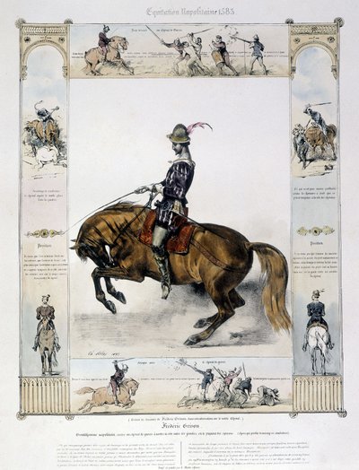 Portrét Frédérica Grisona v knize "Malebné dějiny starověké a moderní jízdy" od Charlese Aubryho od French School