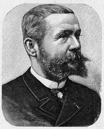 Portrét Gastona Tissandiera (1843 - 1899), francouzského aeronauta - v „“ Album de la Science; proslulí učenci; Velké objevy “”” 1896. od French School